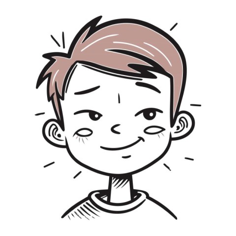 Smiling boy with short hair. Vector illustration in doodle style