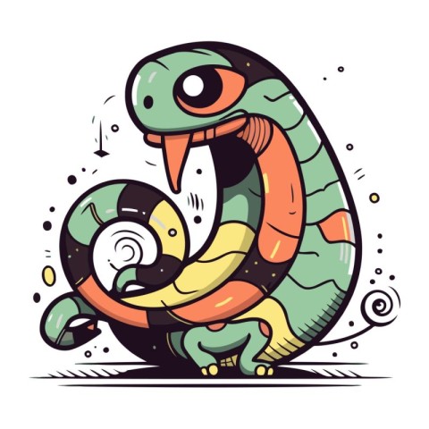 Cute cartoon snake. Vector illustration. Coloring book for child