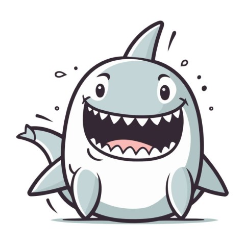 Shark Cartoon Mascot Character. Vector Illustration Isolated On