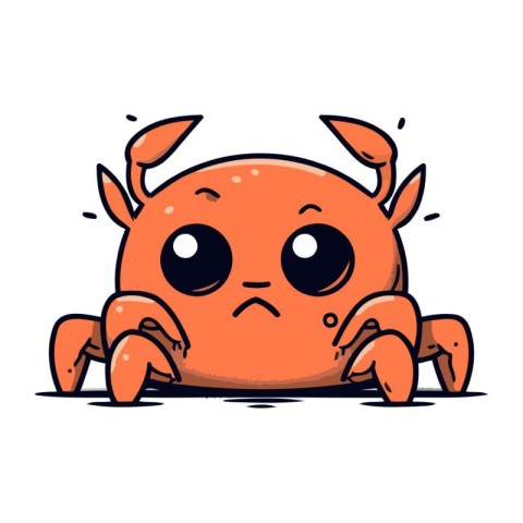 Cute cartoon crab. Vector illustration. Isolated on white backgr