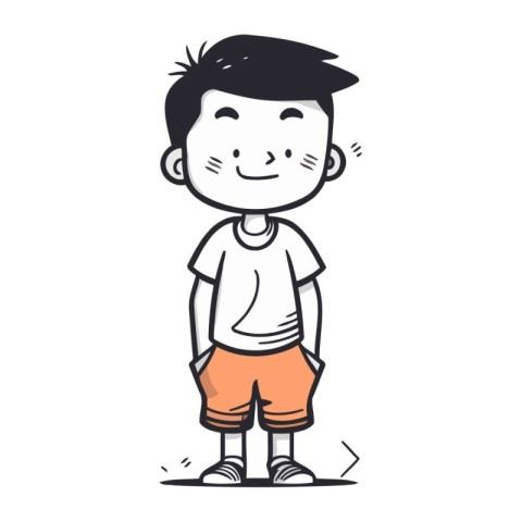 Boy in shorts and t shirt. Vector illustration on white backgrou