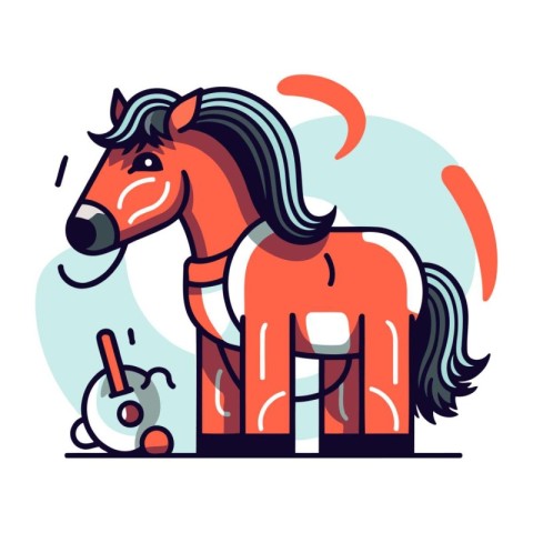 Horse cartoon vector illustration. Colorful flat style design fo