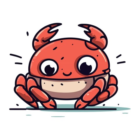 Vector illustration of cute cartoon crab. Isolated on white back