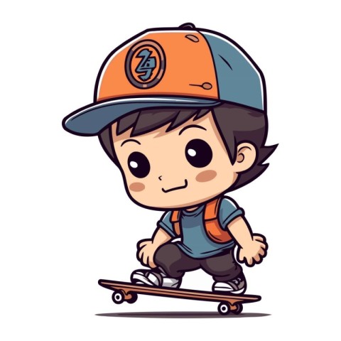 Boy Skateboarding on a Skateboard. Vector illustration.