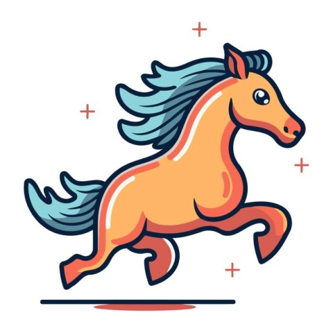 Running horse icon. Cartoon illustration of running horse vector