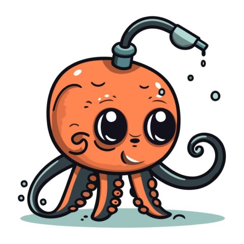 Octopus in the water. Vector illustration isolated on a white ba