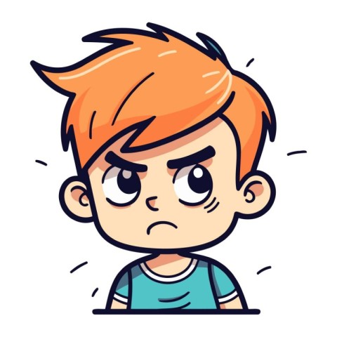 Angry boy. Vector illustration in cartoon style. Isolated on whi