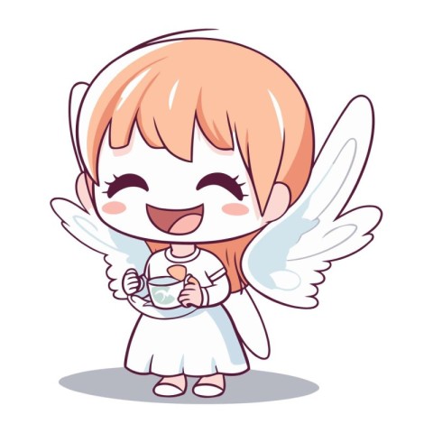 Cute angel girl cartoon vector illustration graphic design vecto