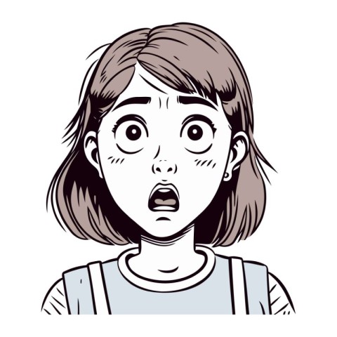 Surprised woman. Vector illustration in sketch style. Hand drawn