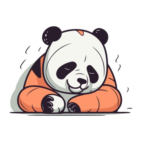 Cute panda bear sleeping. Vector illustration in cartoon style.