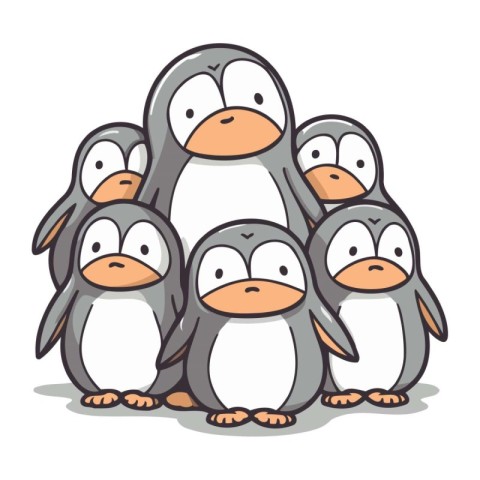 Penguin family character cartoon vector illustration eps10 graph