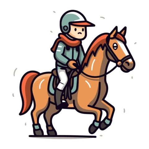 Horseman riding on a horse. Vector illustration in flat style.