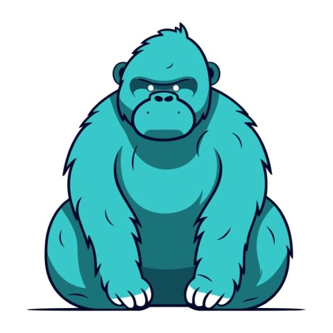 Gorilla sitting on the floor. Vector illustration of a gorilla.