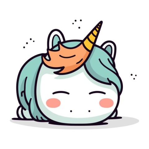 Cute cartoon unicorn. Vector illustration in doodle style.