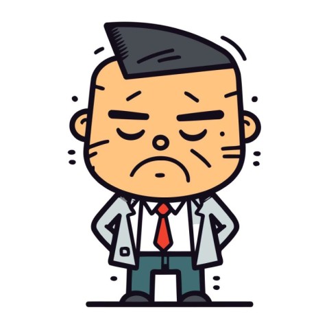 Angry Boss   Cartoon Vector Illustration. Stressed Businessman C