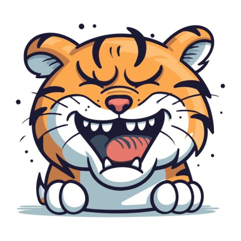 Cartoon tiger with angry expression. Vector illustration isolate