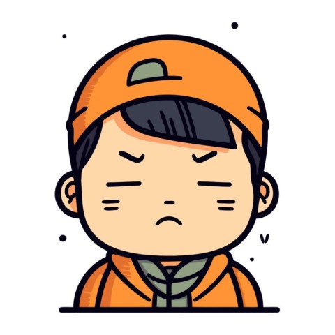 Illustration of a Boy Wearing an Orange Jacket and a cap