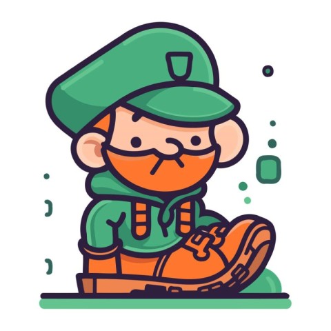 Soldier in uniform. Vector illustration in a flat cartoon style.