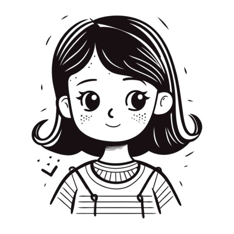 Cute little girl. Vector illustration in doodle style.