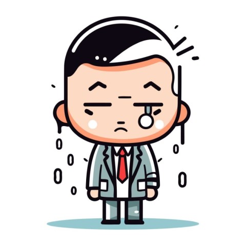 Sad Businessman Face   Cartoon Vector Illustration