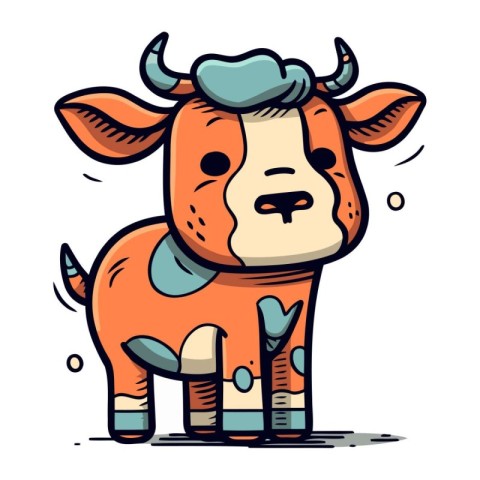 Cute cartoon cow. Vector illustration of a cute cartoon cow.