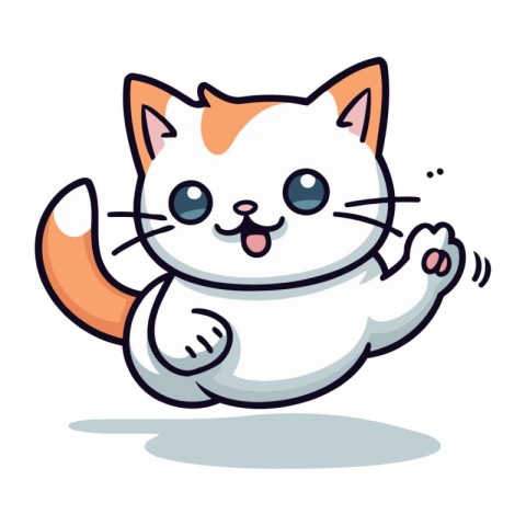 Cat kawaii cartoon character. Vector illustration on white backg