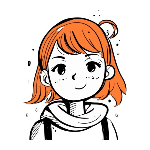 Vector illustration of a pretty red haired girl with short hair.