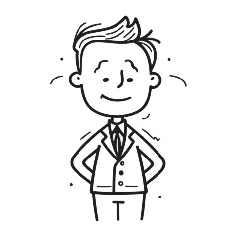 Vector illustration of happy businessman. Doodle of happy busine