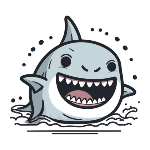 Cute cartoon shark. Vector illustration. Isolated on white backg