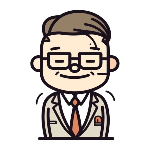 Vector illustration of a man with glasses in a suit and tie.