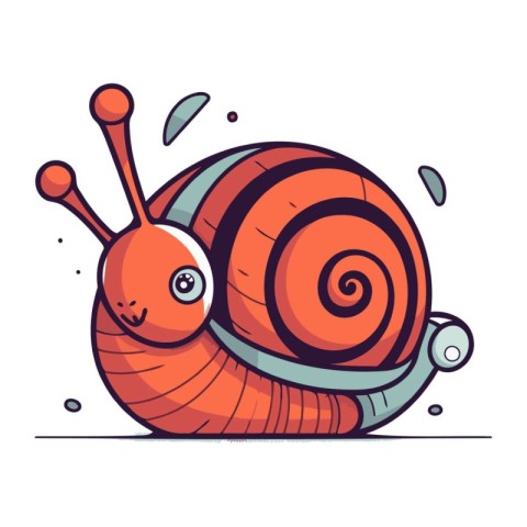 Cute cartoon snail. Vector illustration. Isolated on white backg