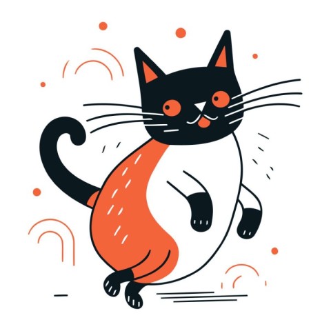 Cute cartoon cat. Vector illustration in doodle style.