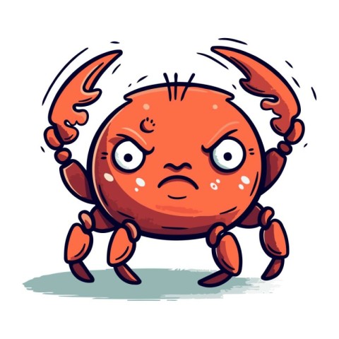 Cute cartoon crab. Vector illustration. Isolated on white backgr