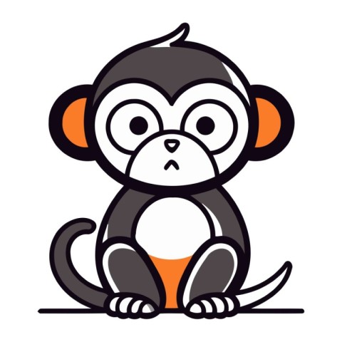 Cute cartoon monkey isolated on a white background. Vector illus