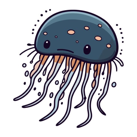 Cartoon jellyfish. Vector illustration of a cute jellyfish.