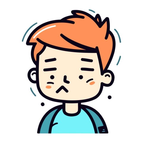 Illustration of a boy with a sad face. Vector illustration.