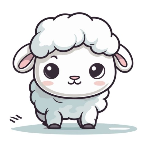 Cute sheep cartoon isolated on a white background. Vector illust