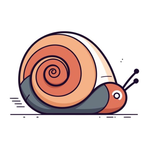 Cartoon snail on white background. Vector illustration in a flat