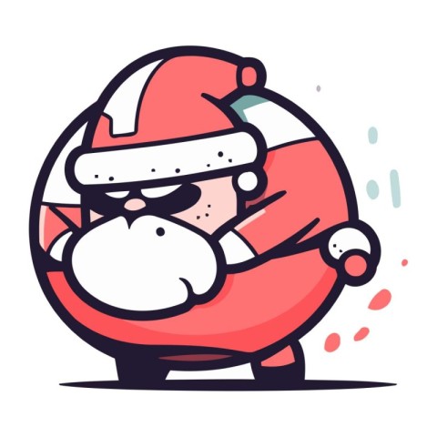 Cartoon monkey wearing santa claus costume. Vector illustration.