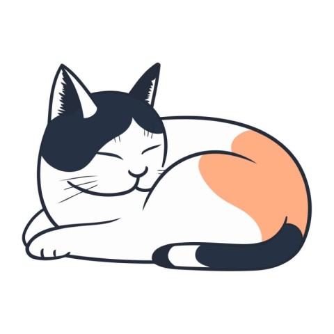 Cute cat sleeping. vector illustration. Cartoon doodle style.