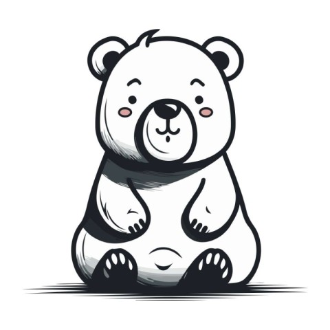 Illustration of a cute polar bear sitting isolated on a white ba