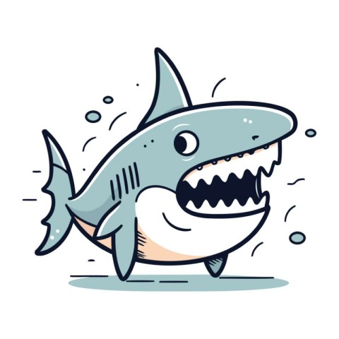 Shark vector illustration. Cute cartoon shark character. Funny s