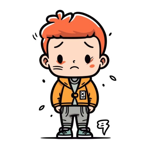 Upset boy cartoon character. Vector illustration of angry boy.