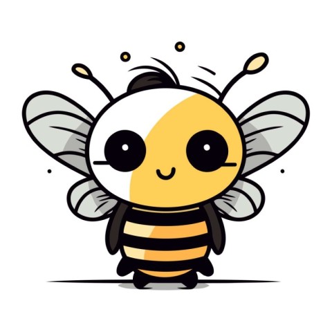 Cute cartoon bee. Vector illustration isolated on a white backgr