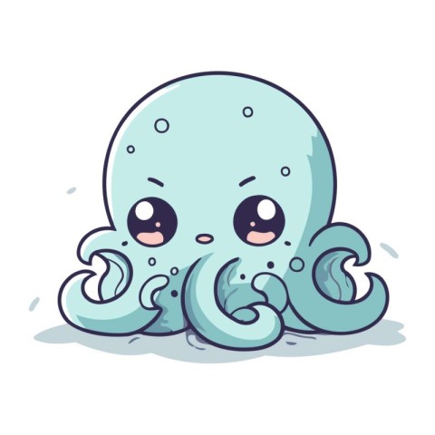 Cute cartoon octopus. Vector illustration. Isolated on white bac