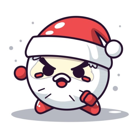 Crying christmas snowball character cartoon vector illustration.