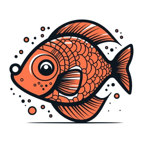 Illustration of a fish on a white background. Vector illustratio