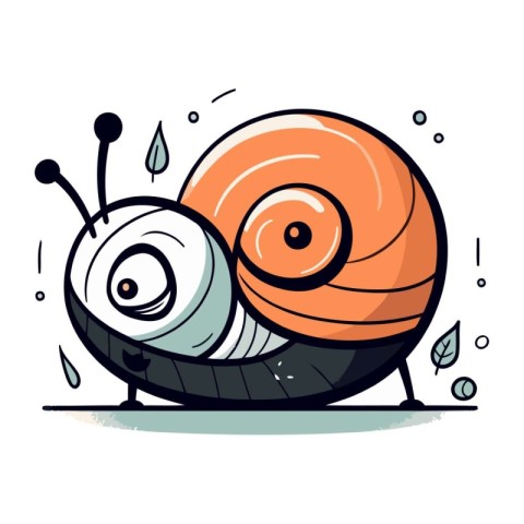 Cute cartoon snail. Vector illustration. Isolated on white backg