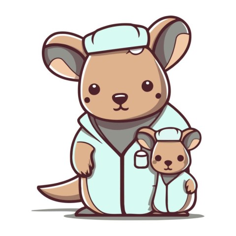 Cute cartoon kangaroo doctor with a stethoscope.