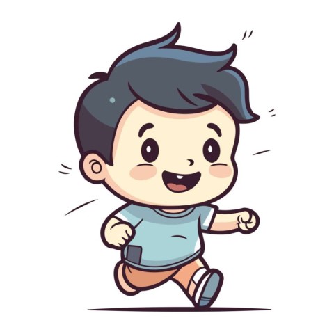 Running boy   Colorful Cartoon Vector Illustration